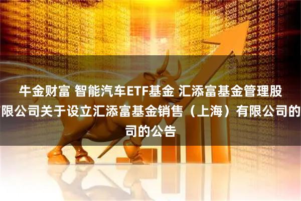 牛金财富 智能汽车ETF基金 汇添富基金管理股份有限公司关于设立汇添富基金销售（上海）有限公司的公告