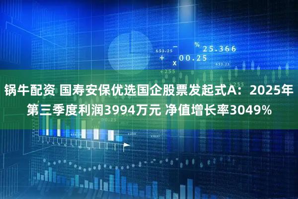 锅牛配资 国寿安保优选国企股票发起式A：2025年第三季度利润3994万元 净值增长率3049%
